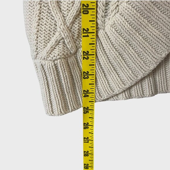 Eddie Bauer Chunky Cable-Knit Cardigan Sweater Cream Women's Size Large Tall - Picture 13 of 13